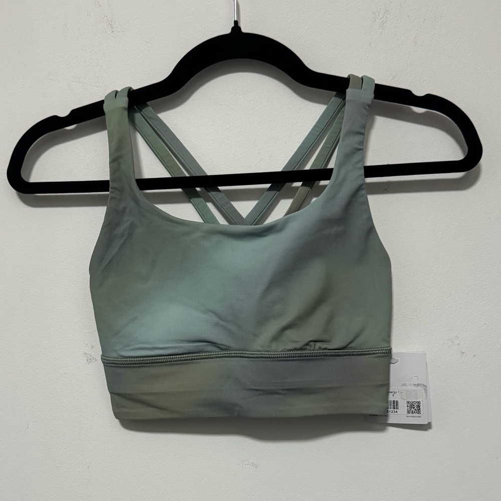 Lululemon Energy Sports Bra Long Line size 2 athletic padding green CDGM XS - Picture 3 of 8